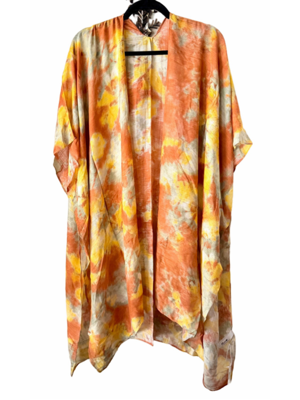 Women's One by Onedder Tie-Dye Kimono, One Size, Orange and Yellow